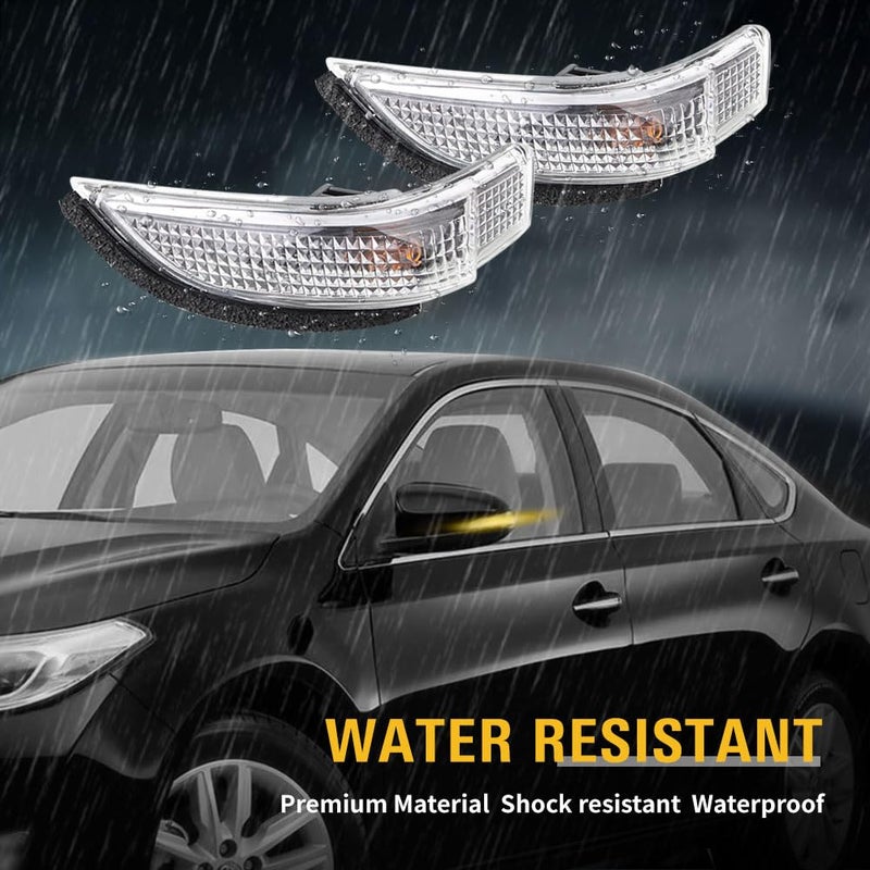 GZYF 1 Pair Rearview Side Mirror Marker Light Turn Signal Indicator Light Replacement Fits for Toyota Avalon Corolla Prius Venza,Replace 81740-52050 81730-52100 - Image 3